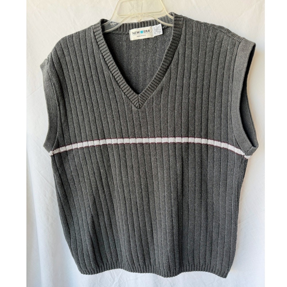 90s Vintage 100% Cotton New Era Sweater Vest Grandpacore Acadamia Retro XL 2XL